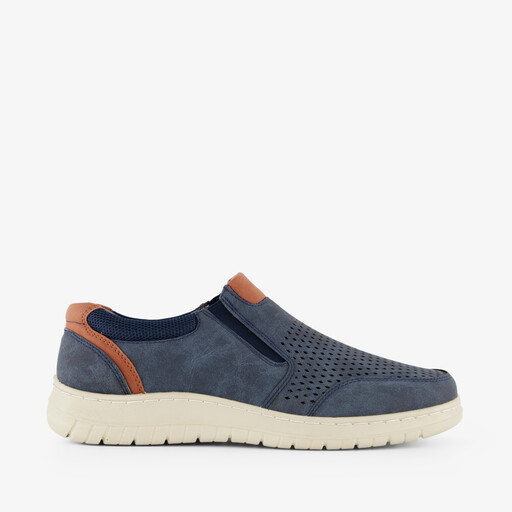 Heren instappers met perforaties blauw