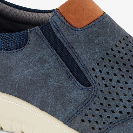 Heren instappers met perforaties blauw
