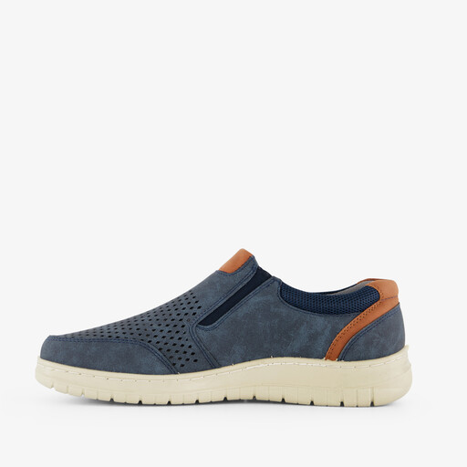 Heren instappers met perforaties blauw