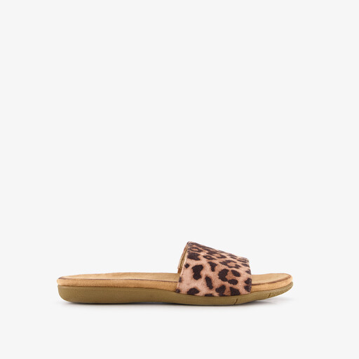 Dames slippers panterprint bruin