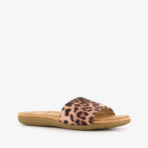 Dames slippers panterprint bruin