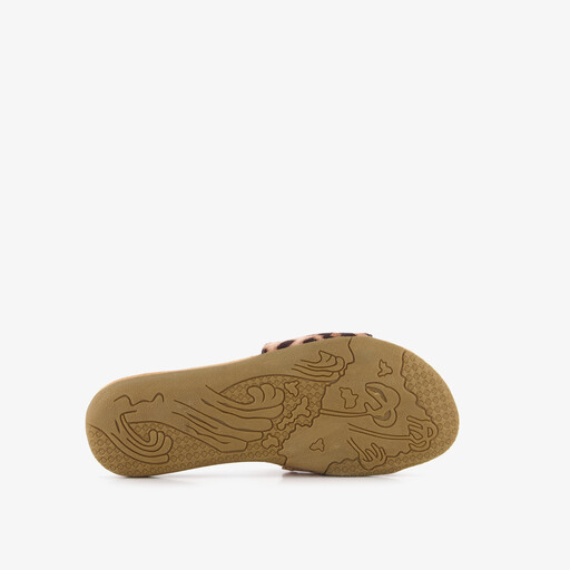 Dames slippers panterprint bruin