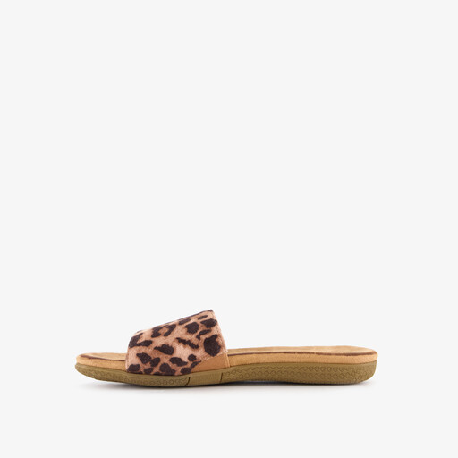 Dames slippers panterprint bruin