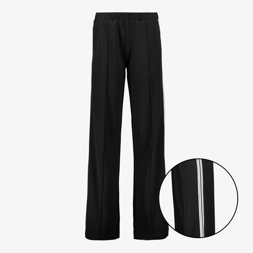 Dames wide leg broek met bies zwart wit