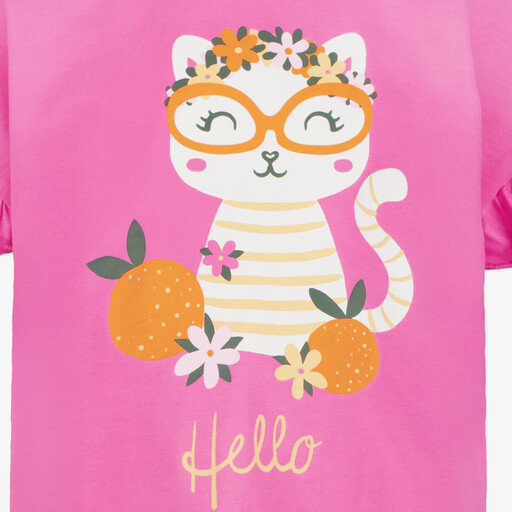 Name It meisjes T-shirt met kat roze