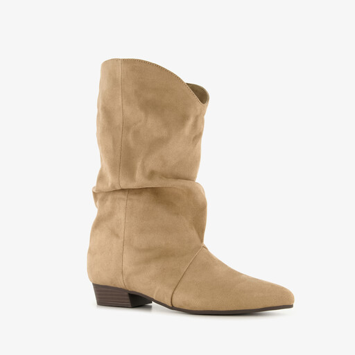 Dames slouchy laarzen beige