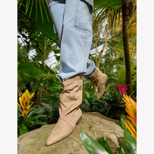 Dames slouchy laarzen beige