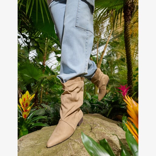 Dames slouchy laarzen beige