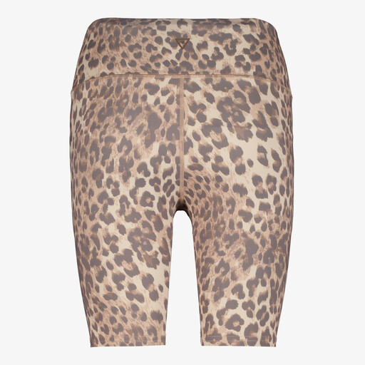 Dames fietsbroek met panterprint beige bruin
