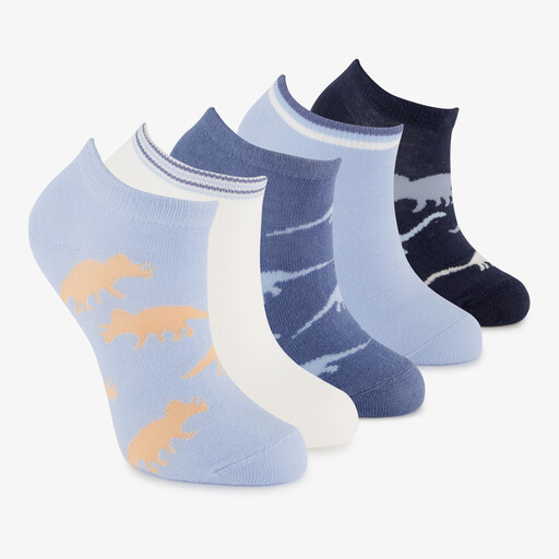 5 paar jongens sneakersokken blauw grijs