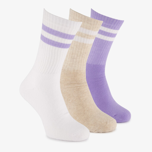 3 paar dames sportsokken paars