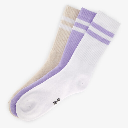 3 paar dames sportsokken paars