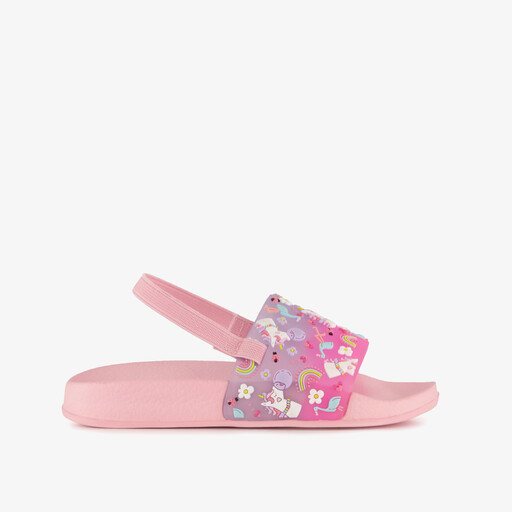 Roze jongens badslippers met print roze