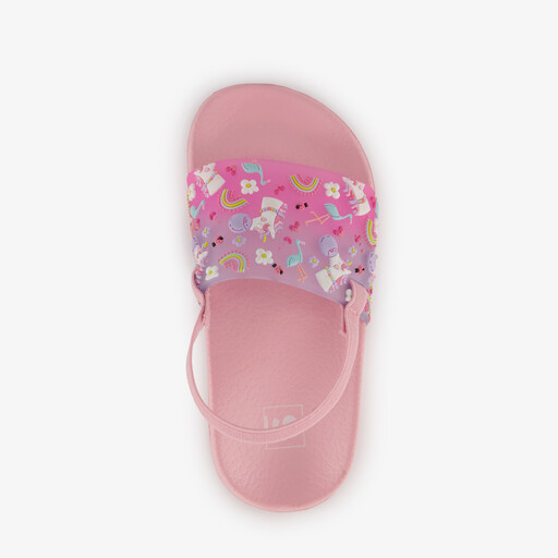 Roze jongens badslippers met print roze