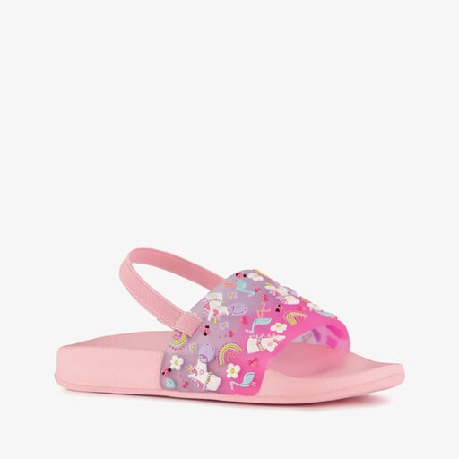 Roze jongens badslippers met print roze