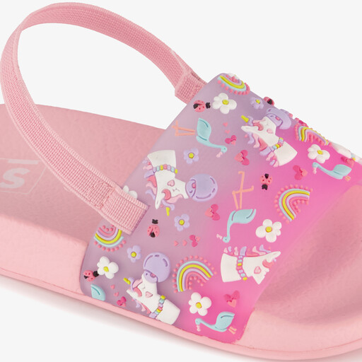 Roze jongens badslippers met print roze