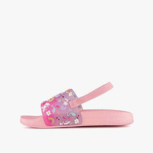 Roze jongens badslippers met print roze