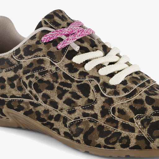 Dames sneakers met panterprint bruin