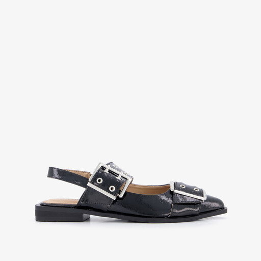 Dames slingbacks met gespen lak zwart