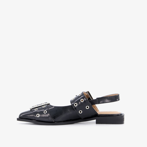 Dames slingbacks met gespen lak zwart