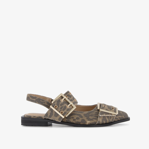 Dames panterprint slingbacks met gespen