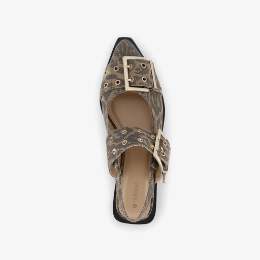 Dames panterprint slingbacks met gespen