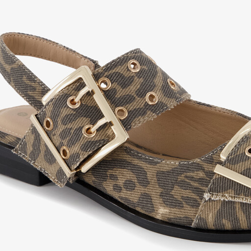 Dames panterprint slingbacks met gespen