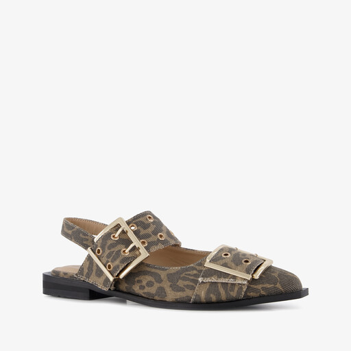 Dames panterprint slingbacks met gespen
