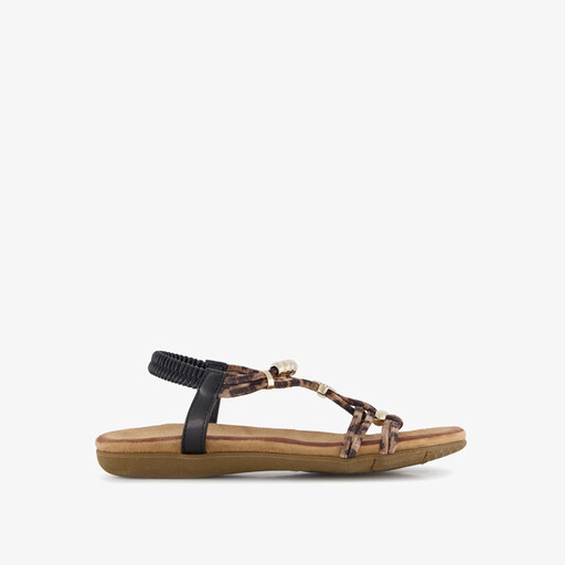 Dames sandalen panterprint zwart bruin