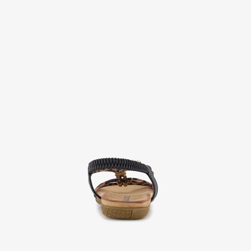Dames sandalen panterprint zwart bruin
