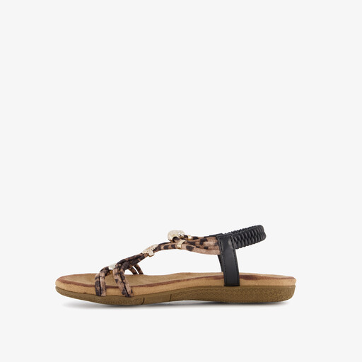 Dames sandalen panterprint zwart bruin