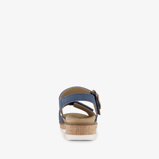 Leren dames sandalen denim blauw