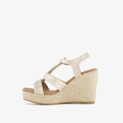 Dames espadrilles met jute en sleehak goud