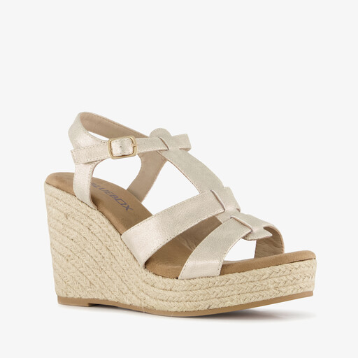Dames espadrilles met jute en sleehak goud