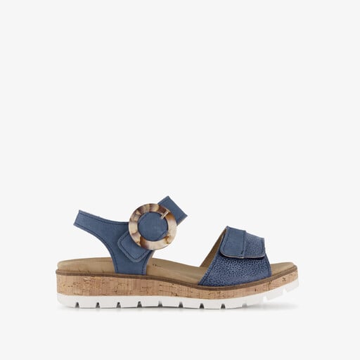 Leren dames sandalen denim blauw