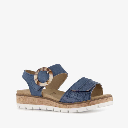 Leren dames sandalen denim blauw