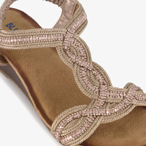Dames sandalen met sleehak champagne