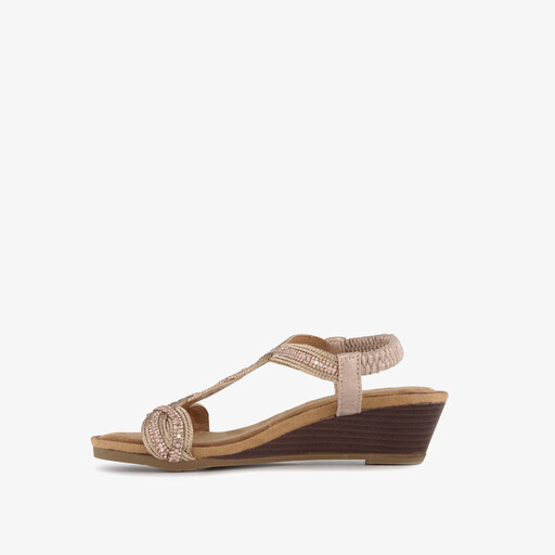Dames sandalen met sleehak champagne