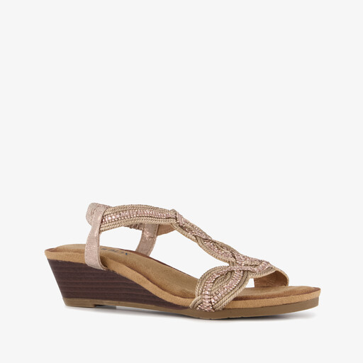 Dames sandalen met sleehak champagne