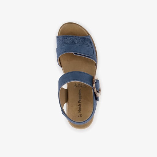 Leren dames sandalen denim blauw