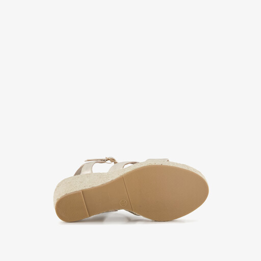Dames espadrilles met jute en sleehak goud