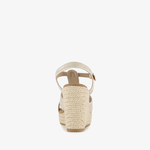 Dames espadrilles met jute en sleehak goud
