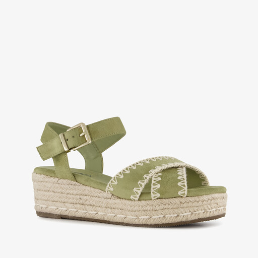 Dames espadrilles met sleehak groen