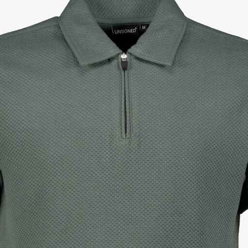Heren polo met rits groen