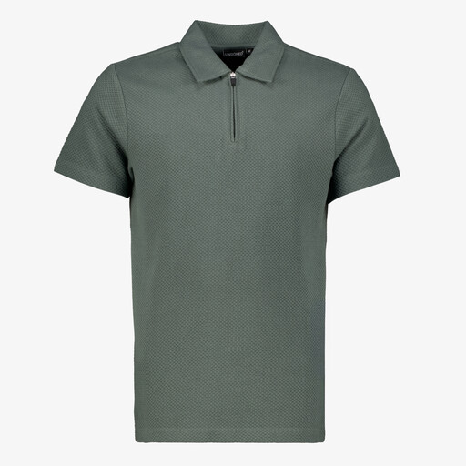 Heren polo met rits groen