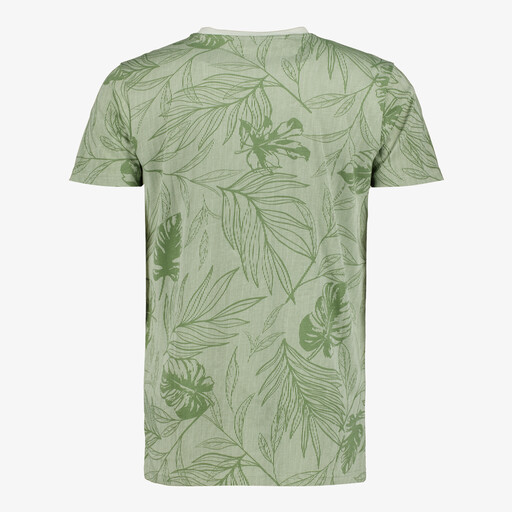 Heren T-shirt met bladerenprint groen