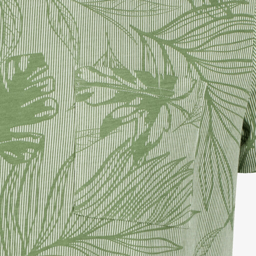 Heren T-shirt met bladerenprint groen