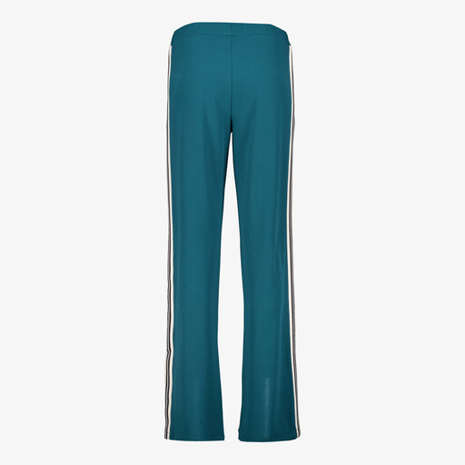 Dames wide leg broek met bies blauwgroen
