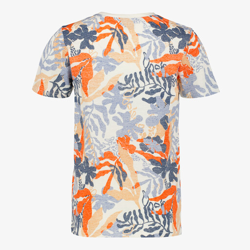 Jongens T-shirt met bloemenprint oranje blauw