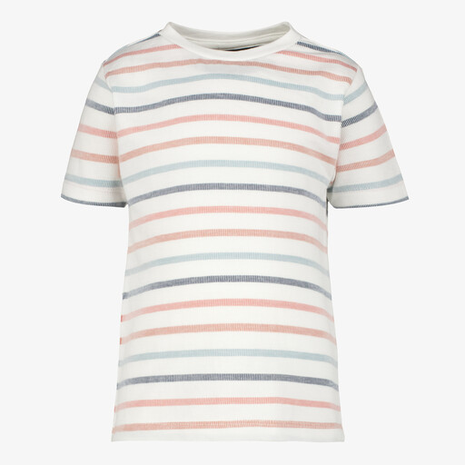 Gestreept jongens T-shirt wit pastel